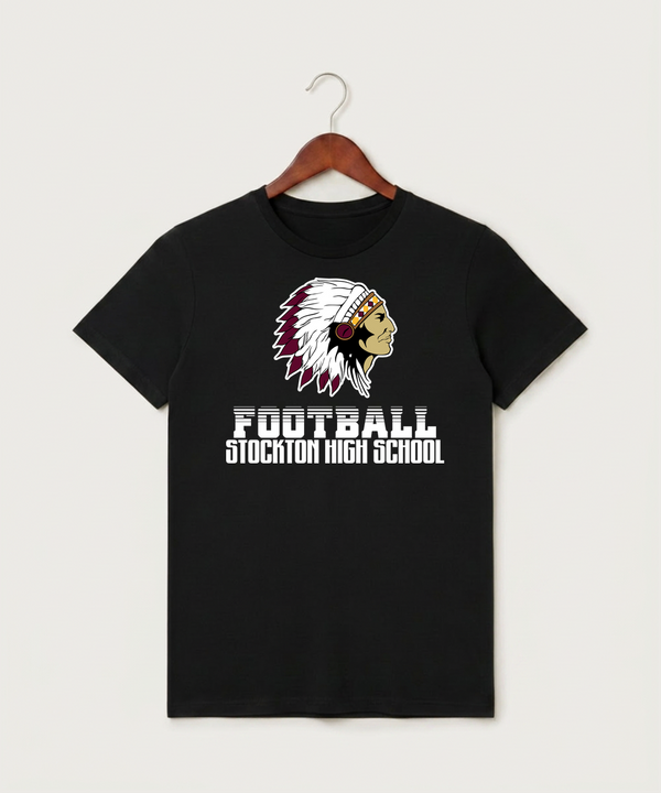 Stockton High School Football - Black T-Shirt - Full Front