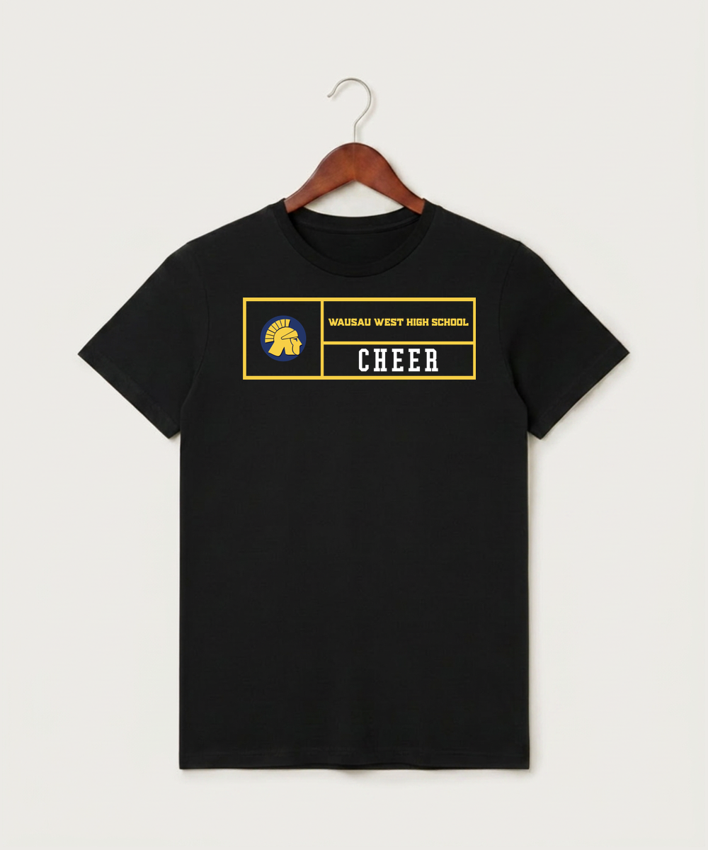 Wausau West High School Cheer - Black T-Shirt - Full Front