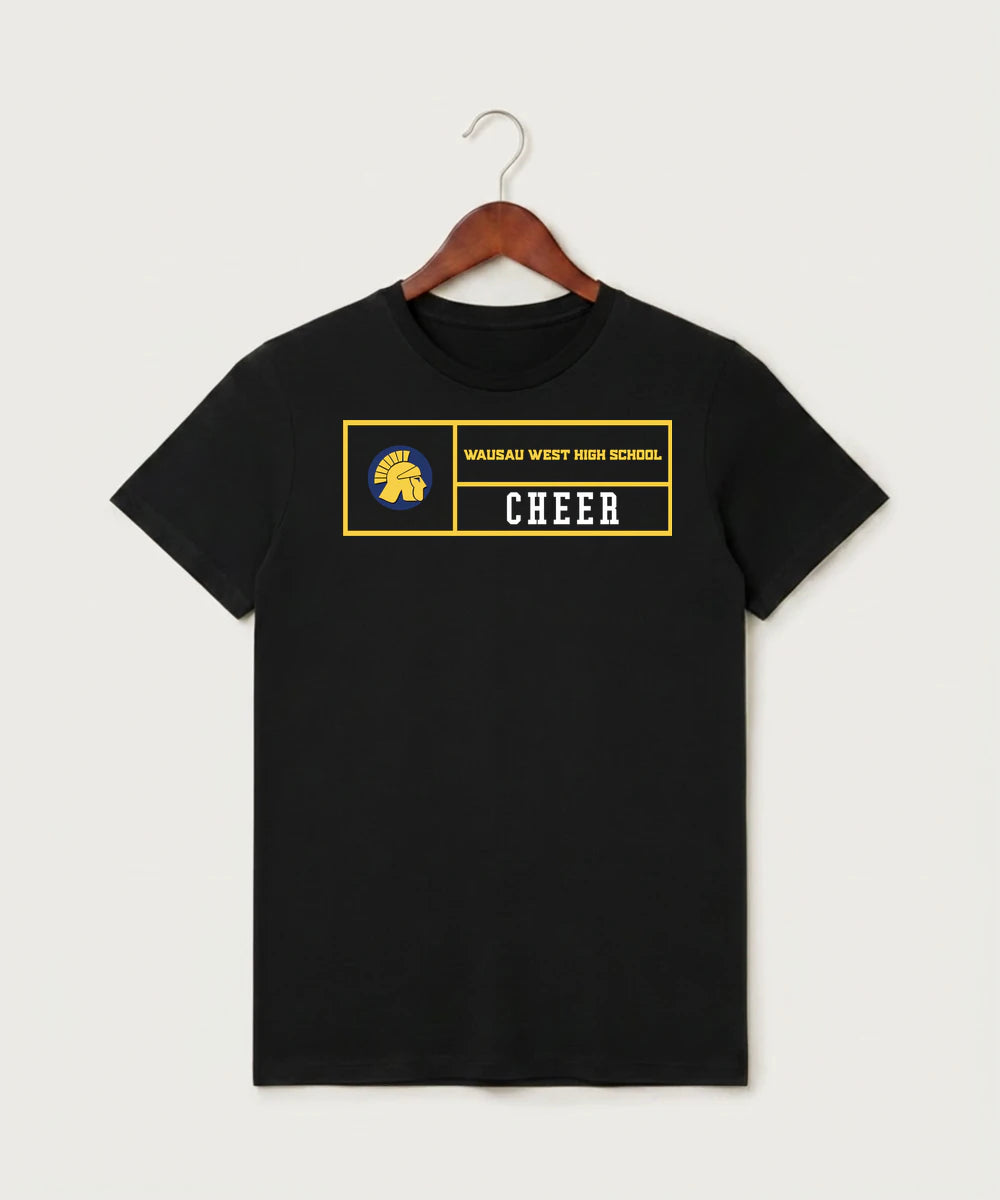 Wausau West High School Cheer - Black T-Shirt - Full Front