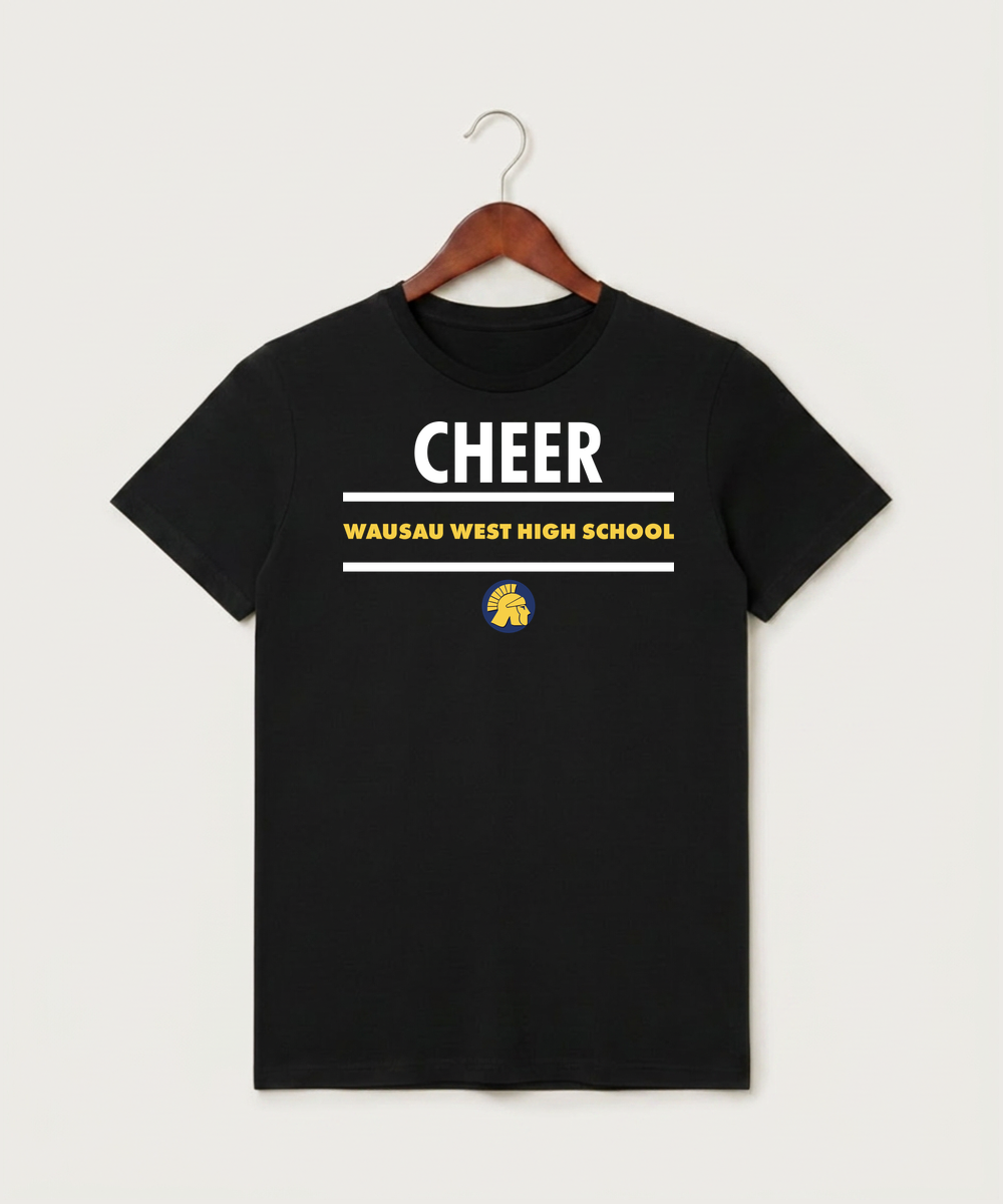 Wausau West High School Cheer - Black T-Shirt - Full Front