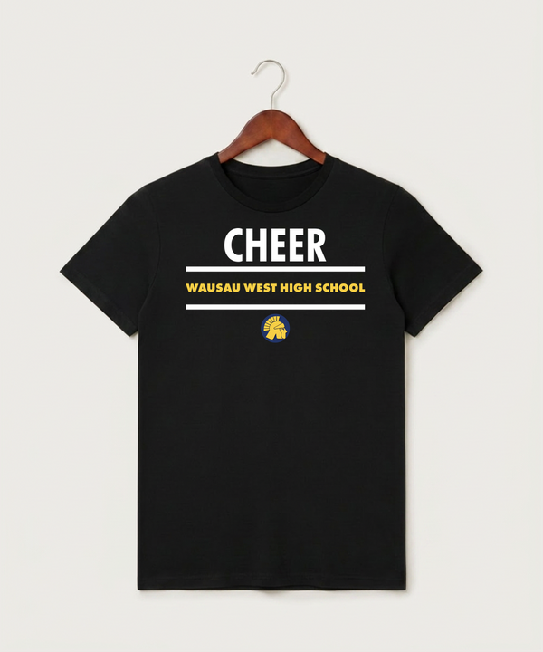 Wausau West High School Cheer - Black T-Shirt - Full Front