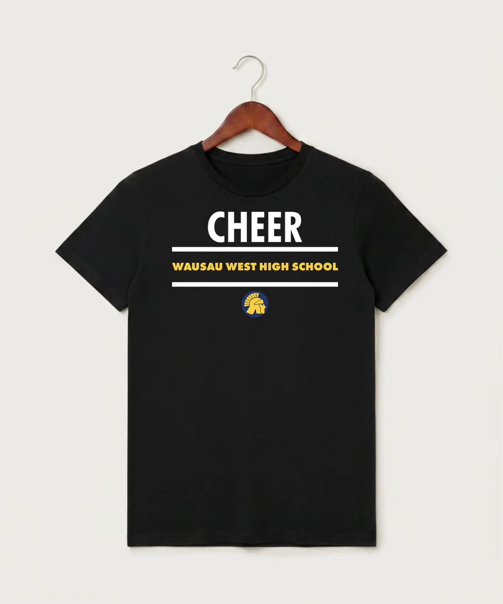 Wausau West High School Cheer - Black T-Shirt - Full Front