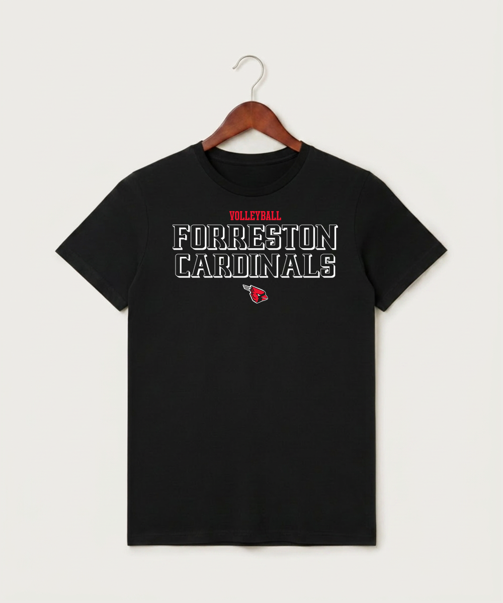 Forreston Volleyball - Black T-Shirt - Full Front