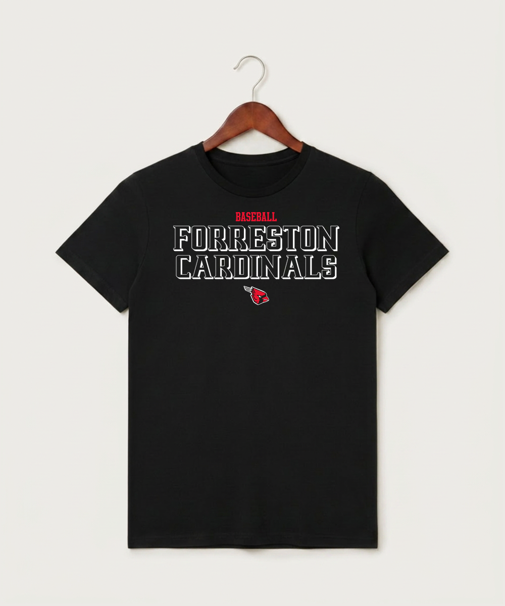 Forreston Baseball - Black T-Shirt - Full Front