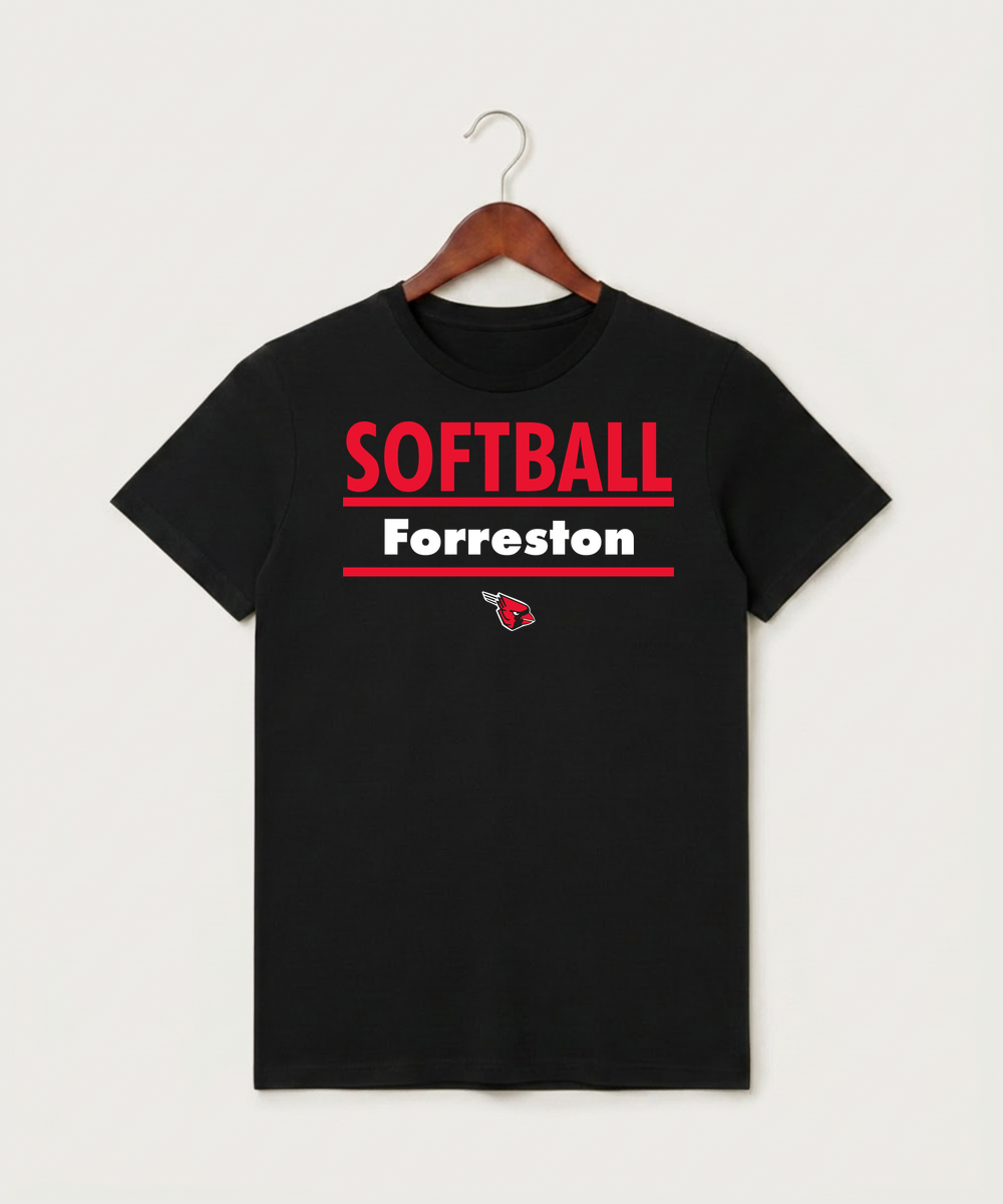 Forreston Softball - Black T-Shirt - Full Front