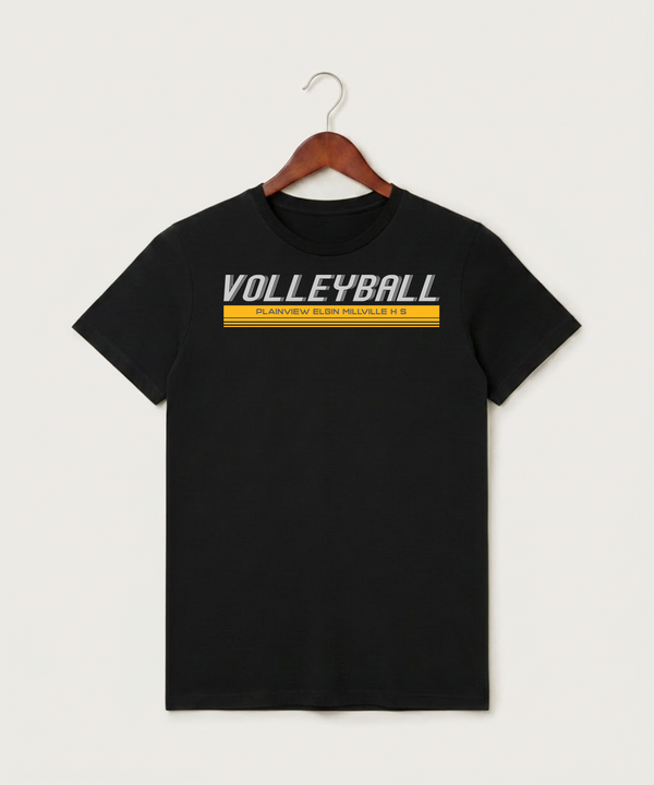 Plainview Elgin Millville H S Volleyball (Girls) - Black T-Shirt - Full Front