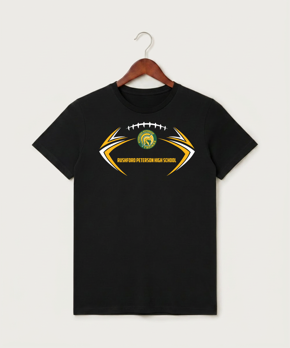 Rushford Peterson High School Football (Boys) - Black T-Shirt - Full Front