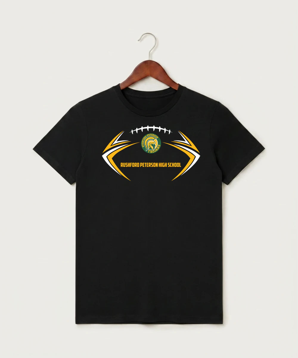 Rushford Peterson High School Football (Boys) - Black T-Shirt - Full Front