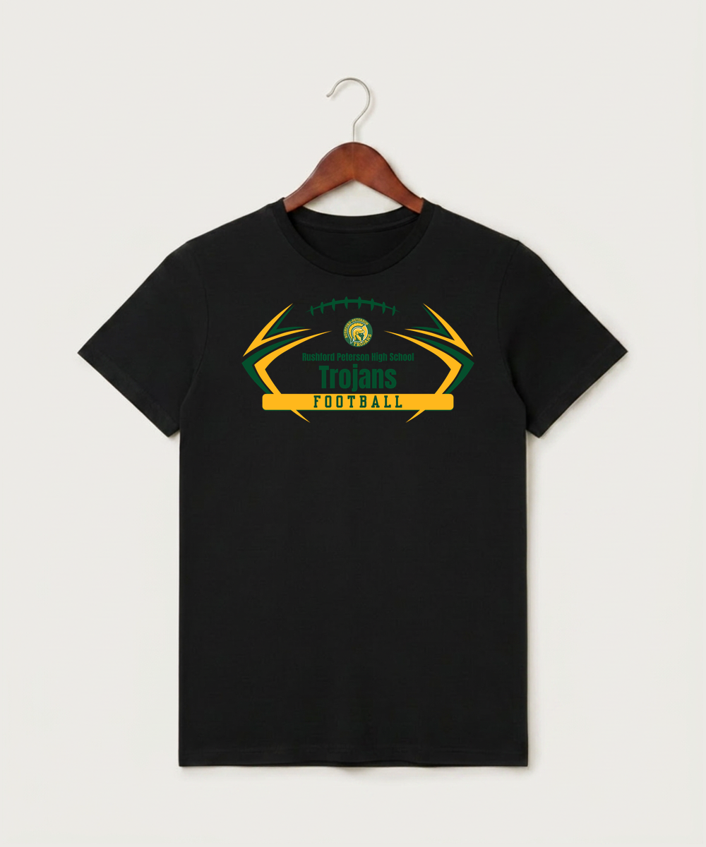 Rushford Peterson High School Football (Boys) - Black T-Shirt - Full Front
