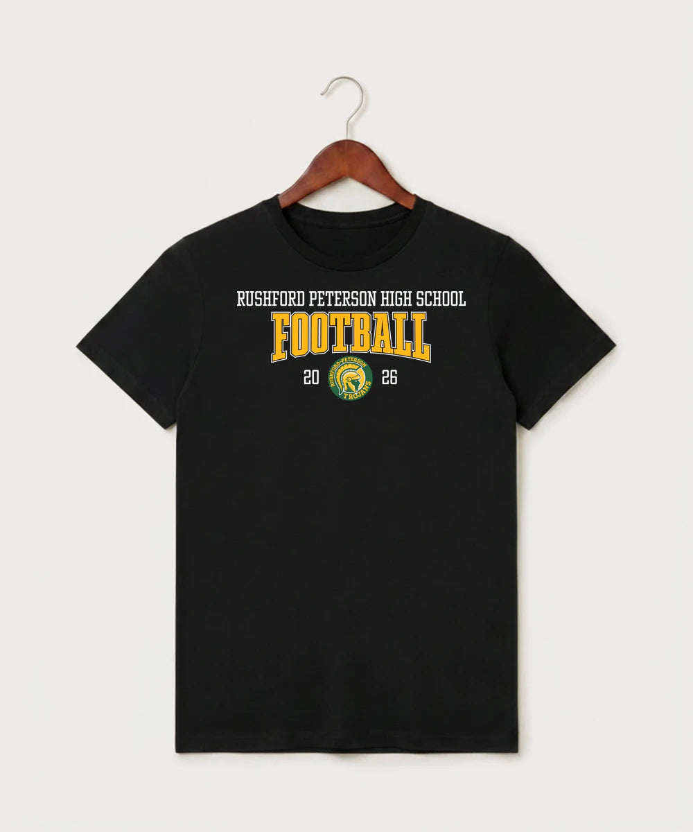 Rushford Peterson High School Football (Boys) - Black T-Shirt - Full Front