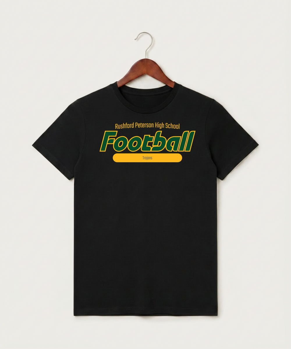 Rushford Peterson High School Football (Boys) - Black T-Shirt - Full Front