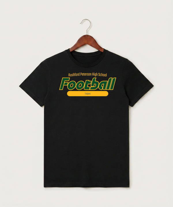Rushford Peterson High School Football (Boys) - Black T-Shirt - Full Front