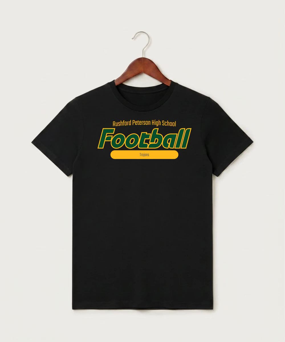 Rushford Peterson High School Football (Boys) - Black T-Shirt - Full Front