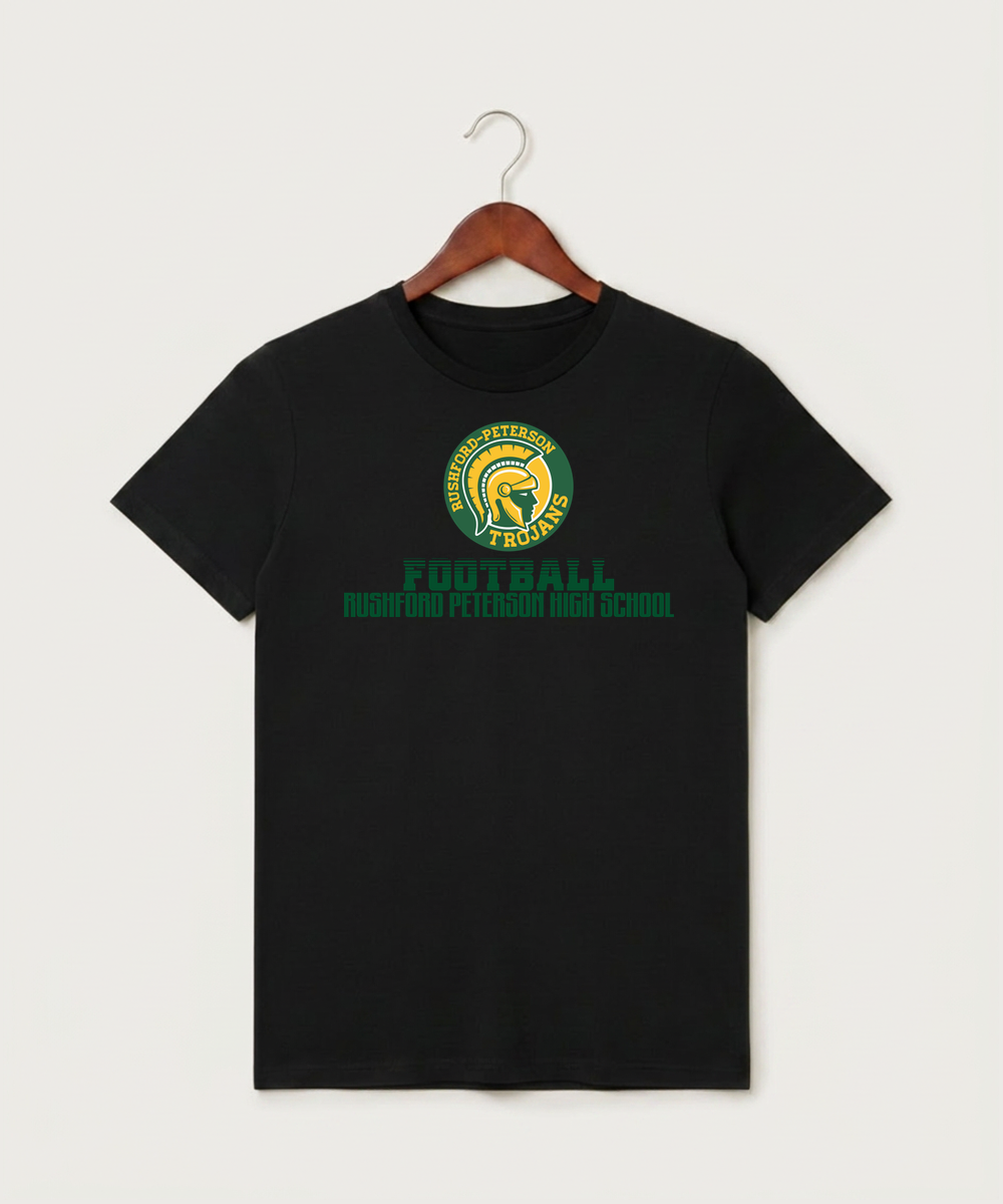Rushford Peterson High School Football (Boys) - Black T-Shirt - Full Front