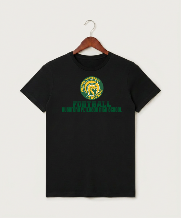 Rushford Peterson High School Football (Boys) - Black T-Shirt - Full Front