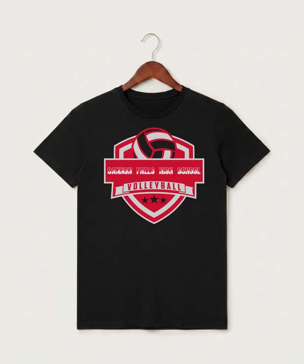 Cannon Falls High School Volleyball (Girls) - Black T-Shirt - Full Front