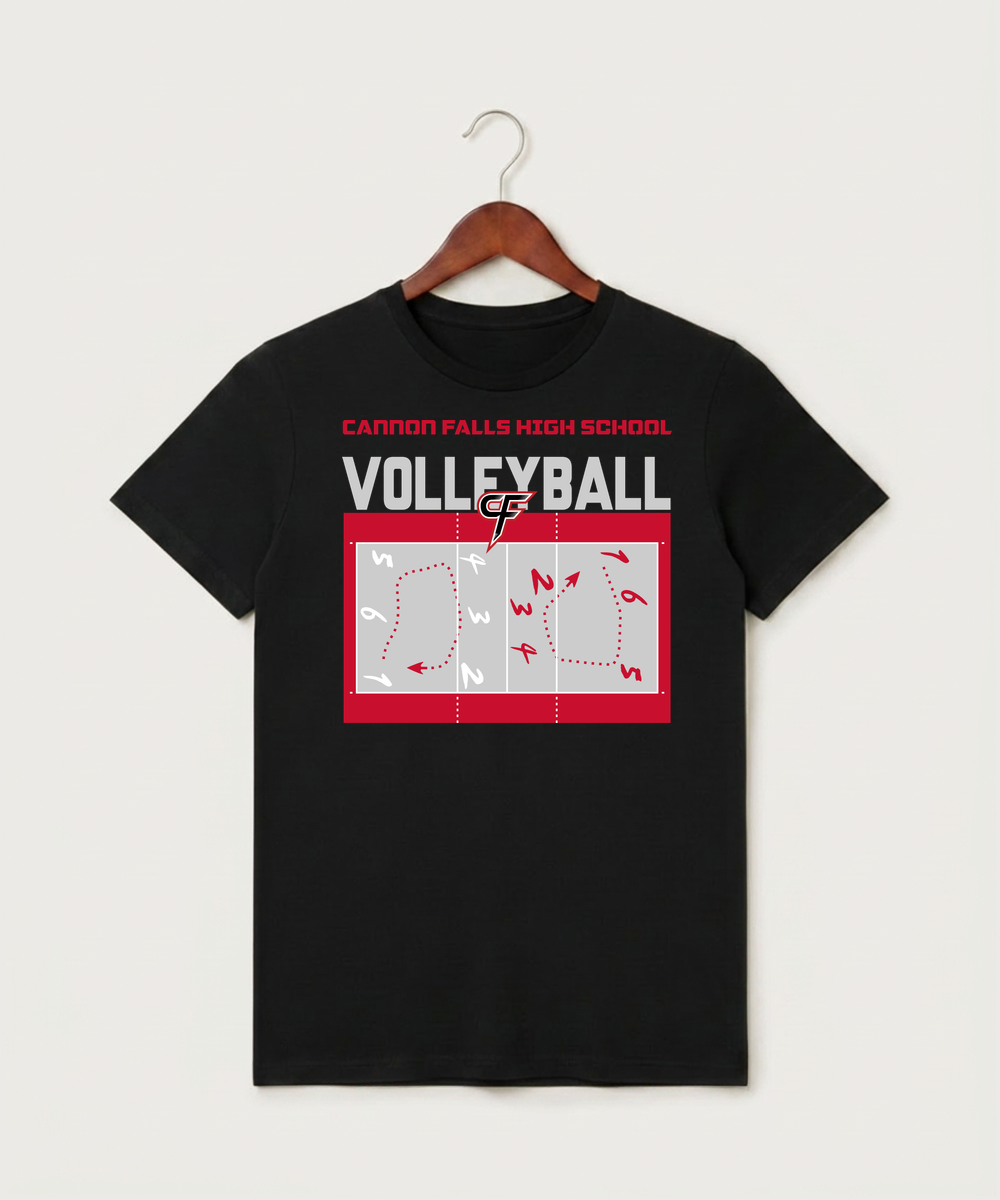 Cannon Falls High School Volleyball (Girls) - Black T-Shirt - Full Front