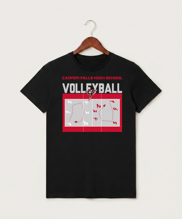 Cannon Falls High School Volleyball (Girls) - Black T-Shirt - Full Front