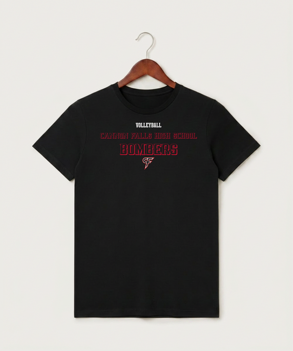 Cannon Falls High School Volleyball (Girls) - Black T-Shirt - Full Front