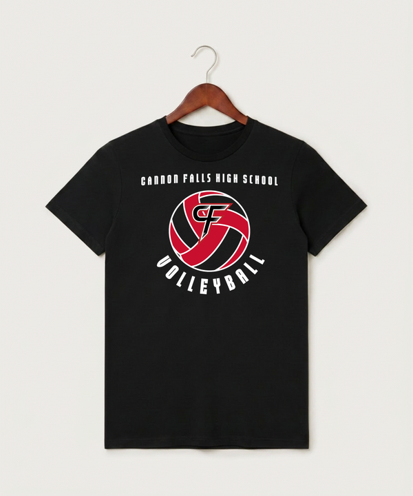 Cannon Falls High School Volleyball (Girls) - Black T-Shirt - Full Front