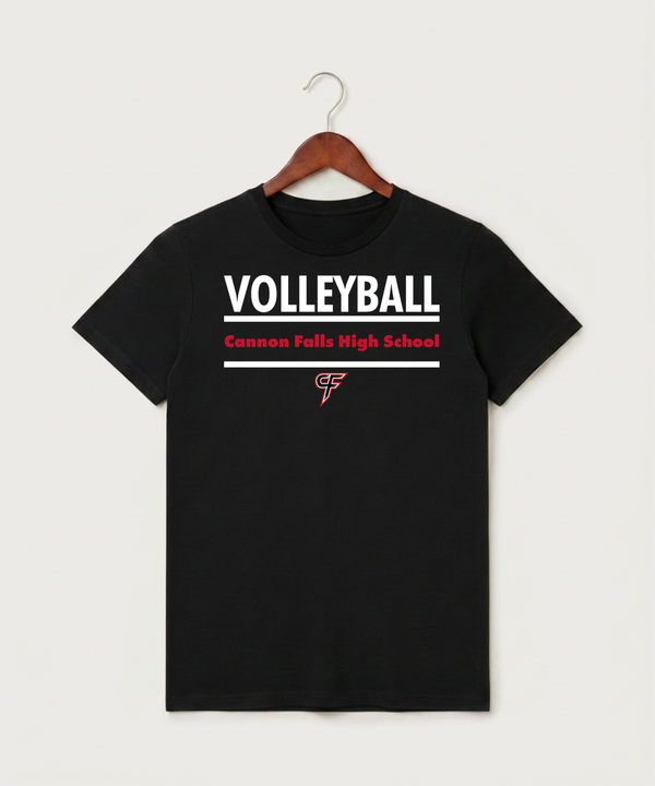 Cannon Falls High School Volleyball (Girls) - Black T-Shirt - Full Front