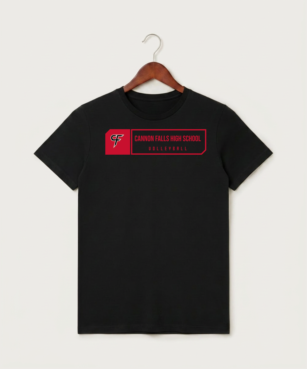 Cannon Falls High School Volleyball (Girls) - Black T-Shirt - Full Front
