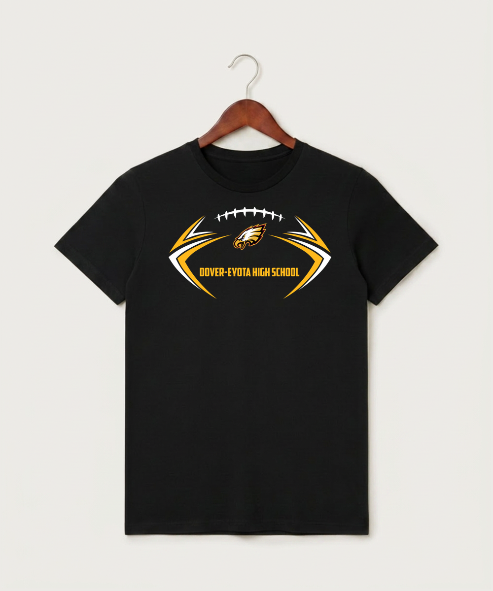 Dover-Eyota High School Football (Boys) - Black T-Shirt - Full Front