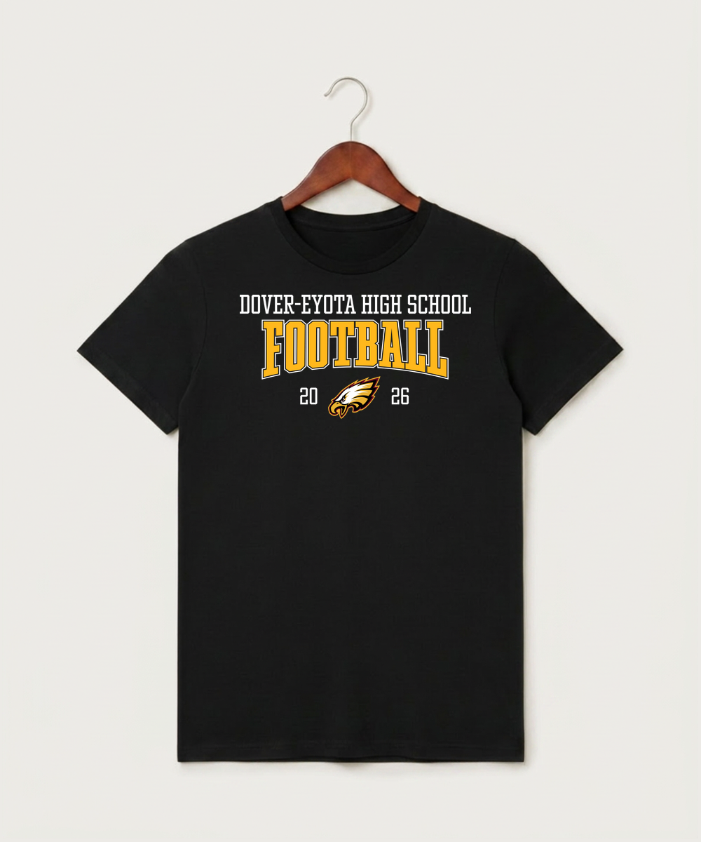 Dover-Eyota High School Football (Boys) - Black T-Shirt - Full Front