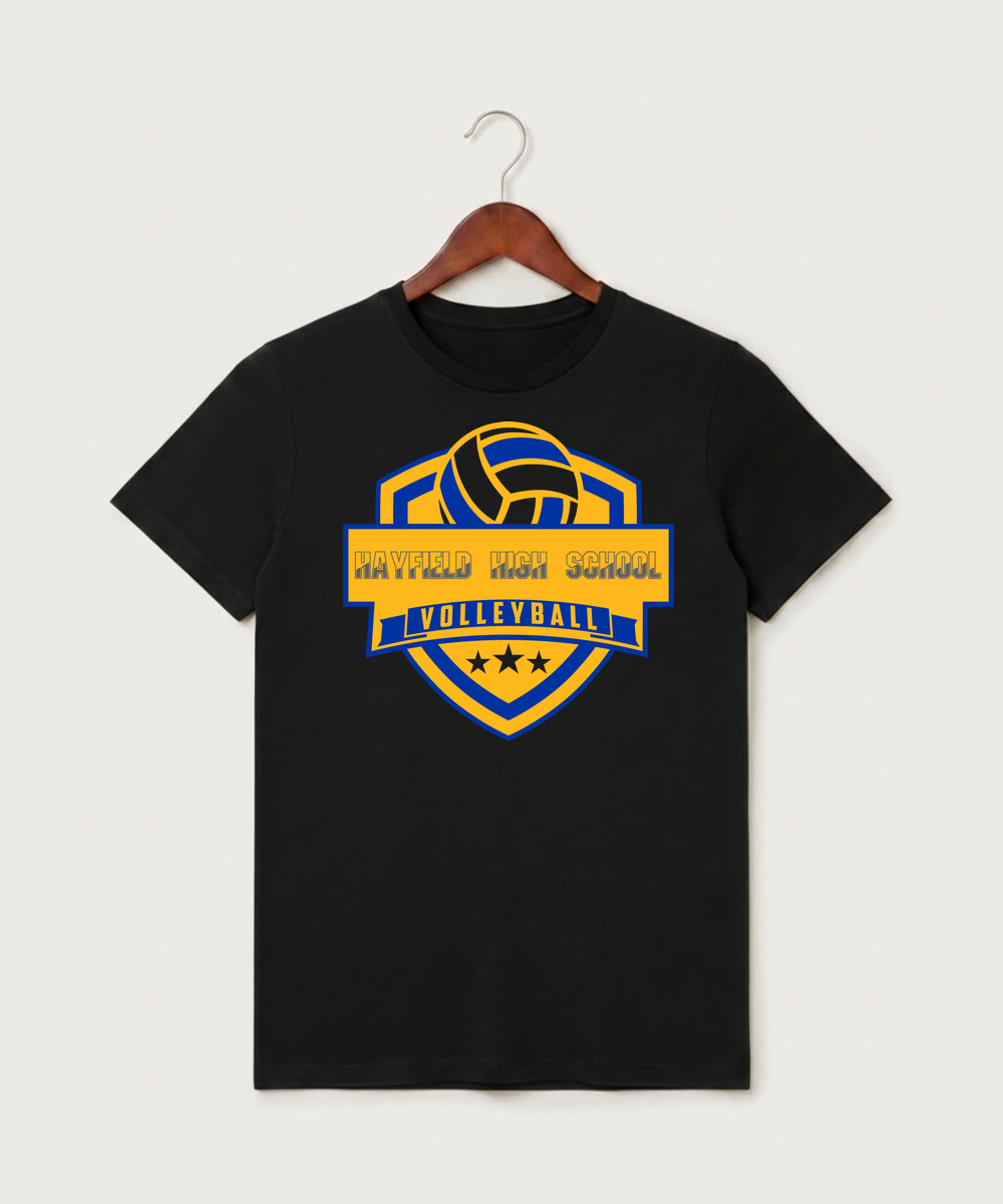 Hayfield High School Volleyball (Girls) - Black T-Shirt - Full Front
