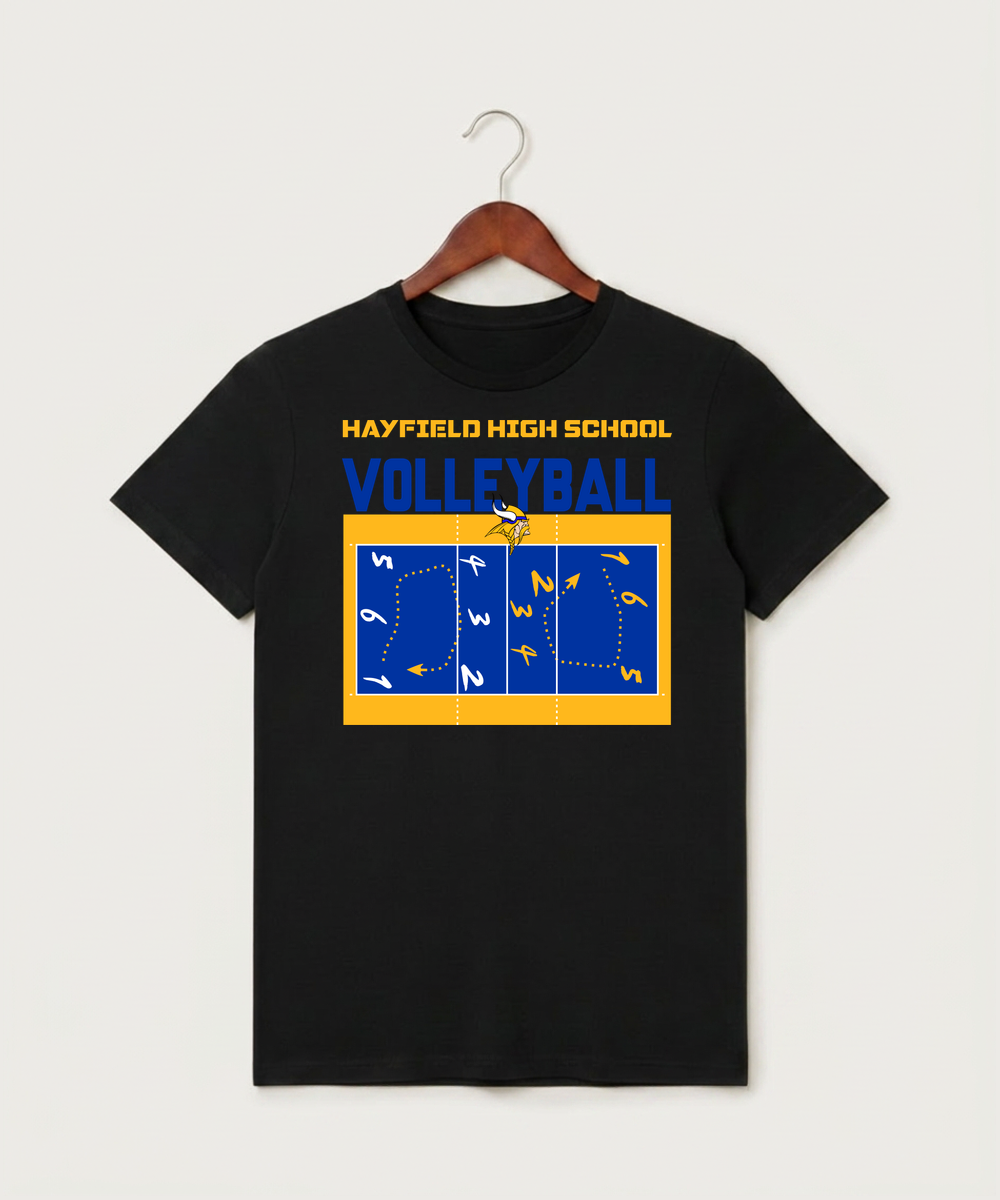 Hayfield High School Volleyball (Girls) - Black T-Shirt - Full Front
