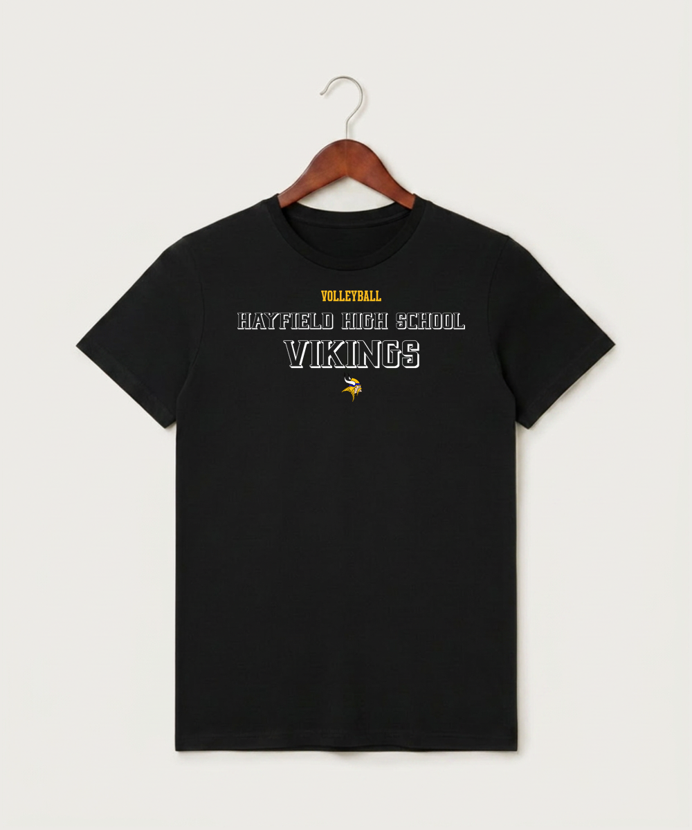 Hayfield High School Volleyball (Girls) - Black T-Shirt - Full Front