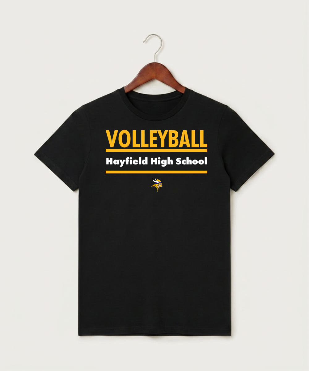 Hayfield High School Volleyball (Girls) - Black T-Shirt - Full Front