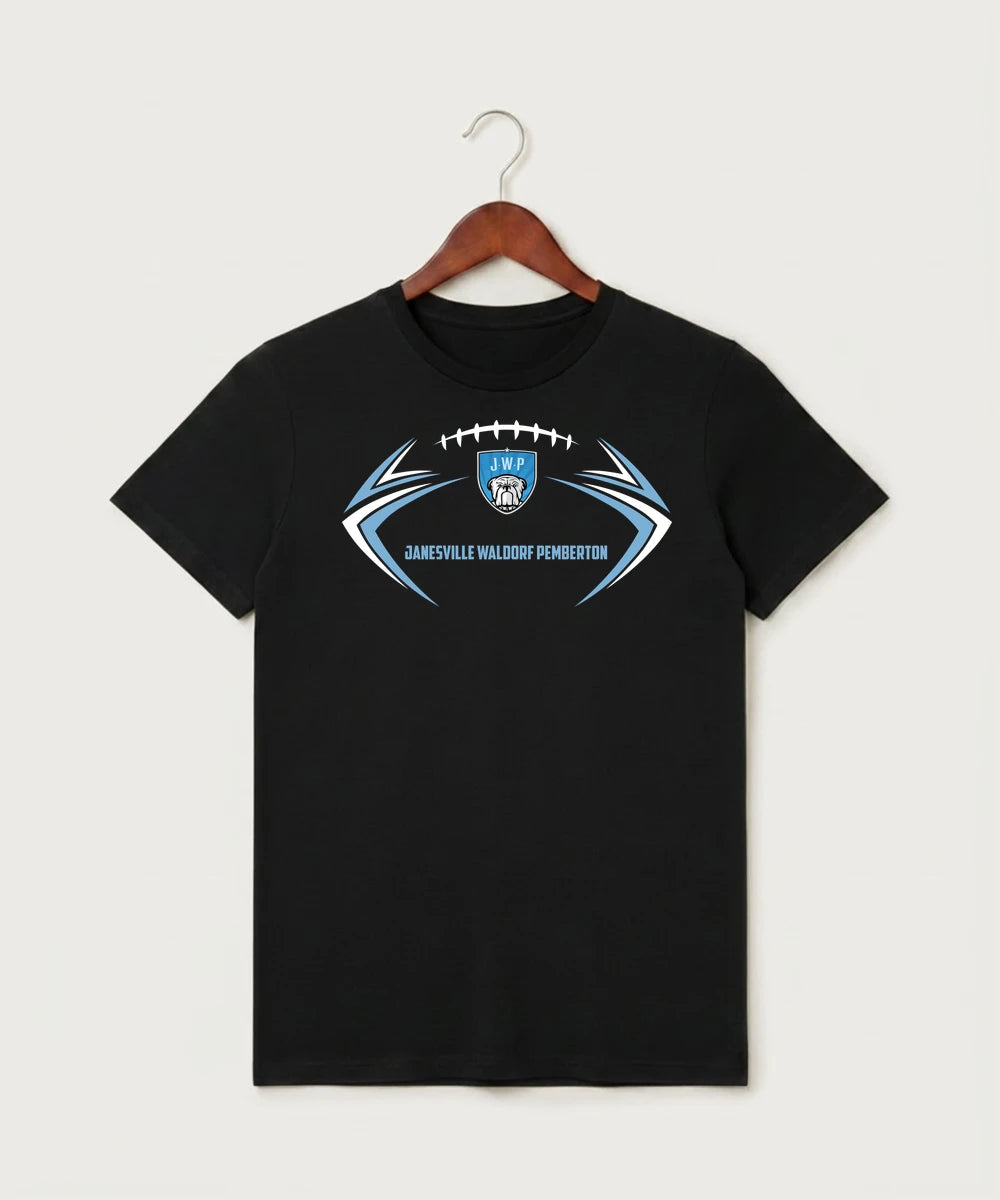 Janesville Waldorf Pemberton Football (Boys) - Black T-Shirt - Full Front