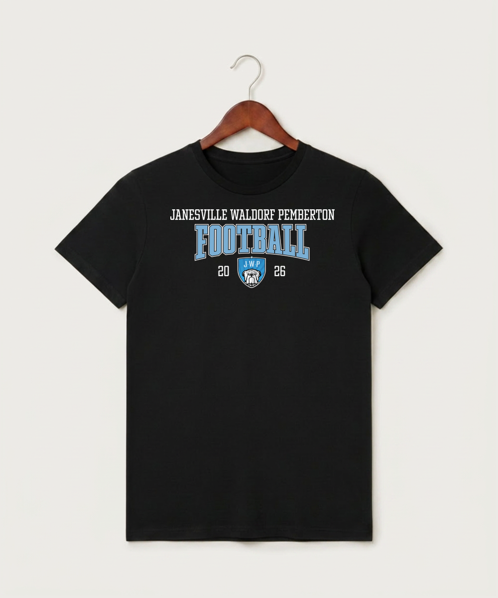 Janesville Waldorf Pemberton Football (Boys) - Black T-Shirt - Full Front