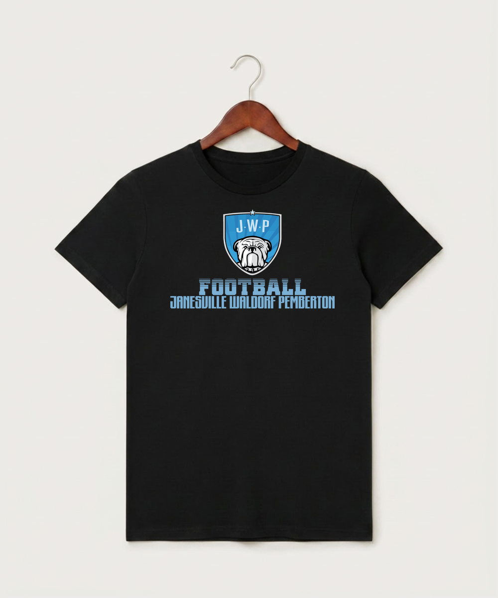 Janesville Waldorf Pemberton Football (Boys) - Black T-Shirt - Full Front