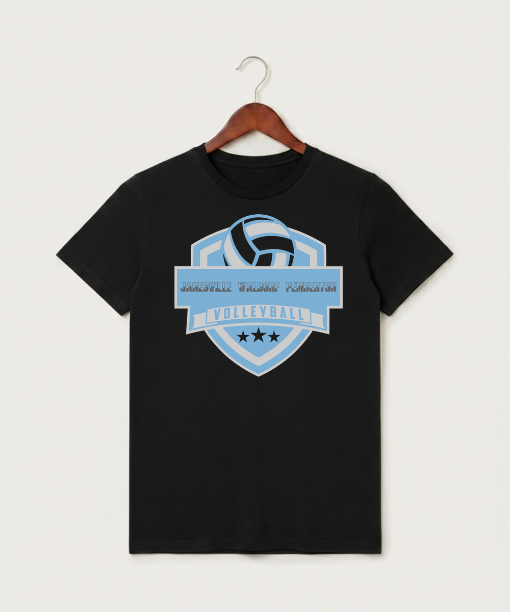 Janesville Waldorf Pemberton Volleyball (Girls) - Black T-Shirt - Full Front