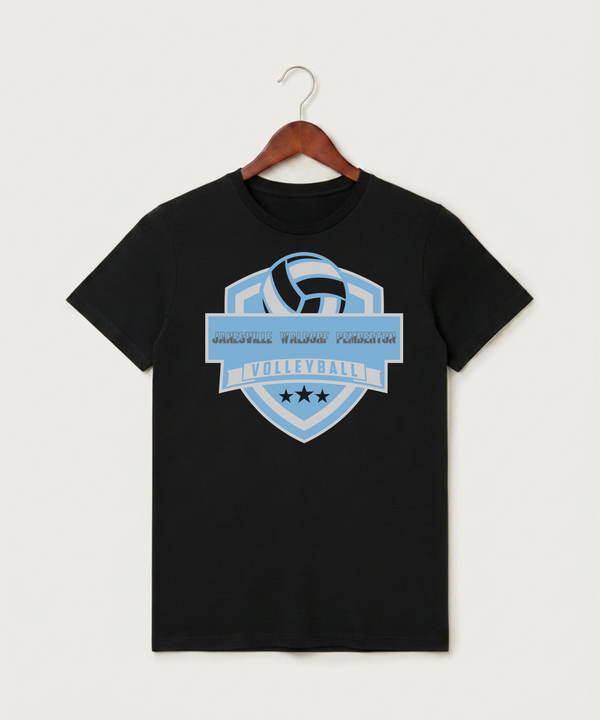 Janesville Waldorf Pemberton Volleyball (Girls) - Black T-Shirt - Full Front