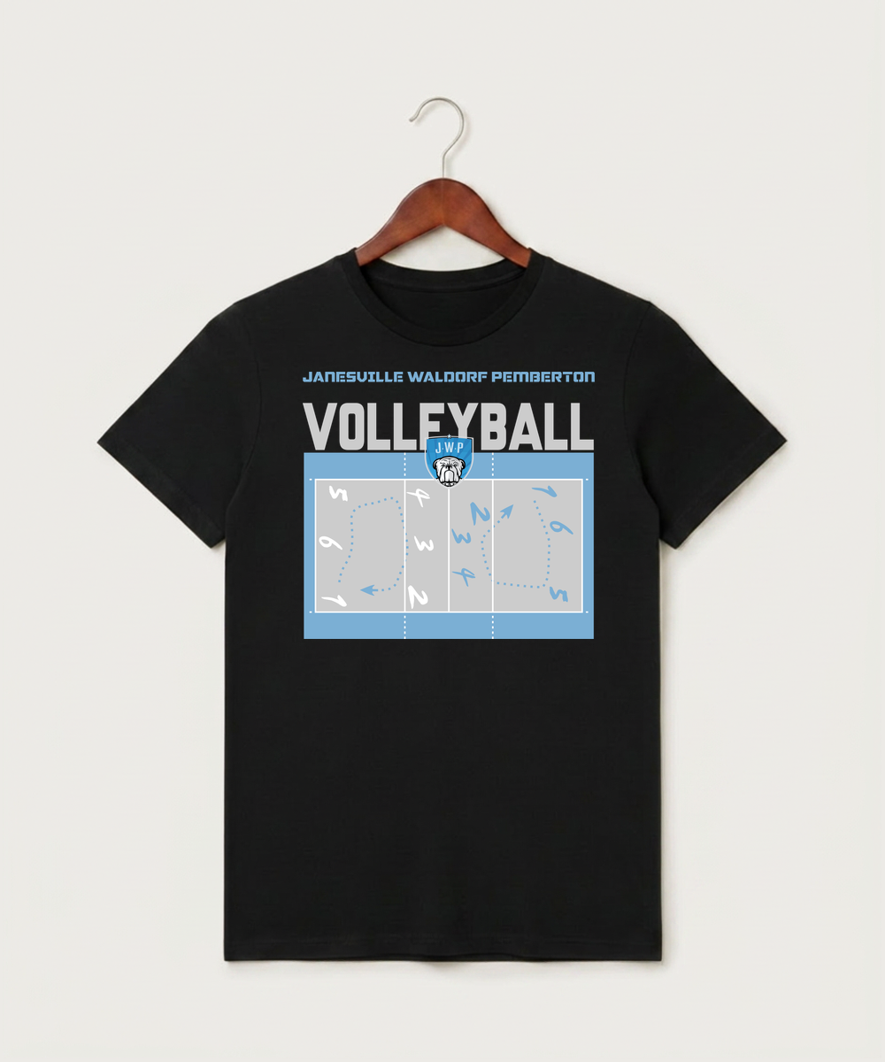 Janesville Waldorf Pemberton Volleyball (Girls) - Black T-Shirt - Full Front