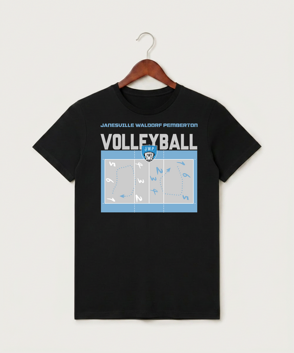 Janesville Waldorf Pemberton Volleyball (Girls) - Black T-Shirt - Full Front