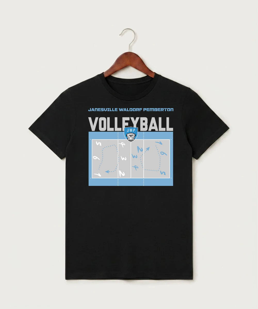 Janesville Waldorf Pemberton Volleyball (Girls) - Black T-Shirt - Full Front