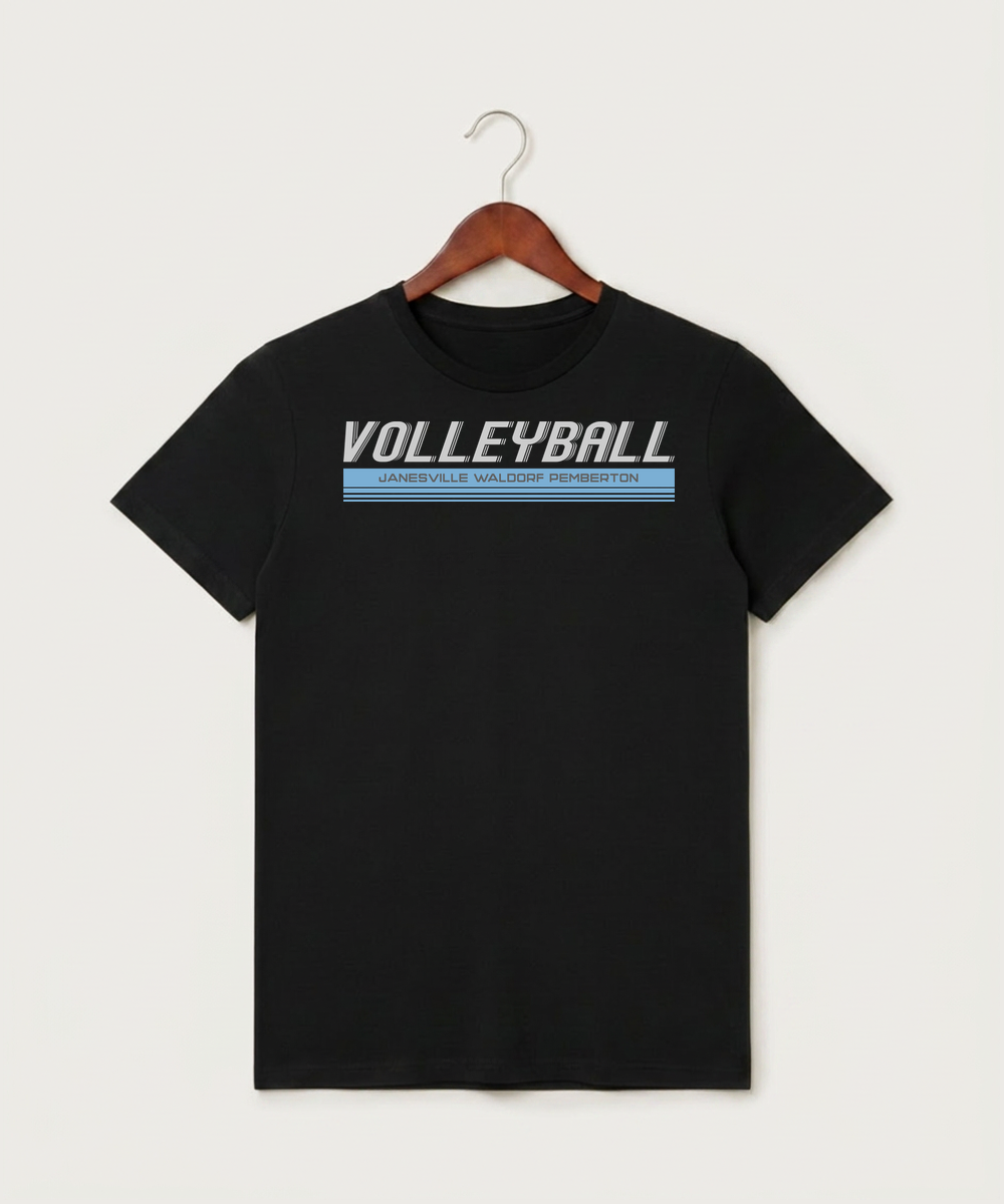 Janesville Waldorf Pemberton Volleyball (Girls) - Black T-Shirt - Full Front