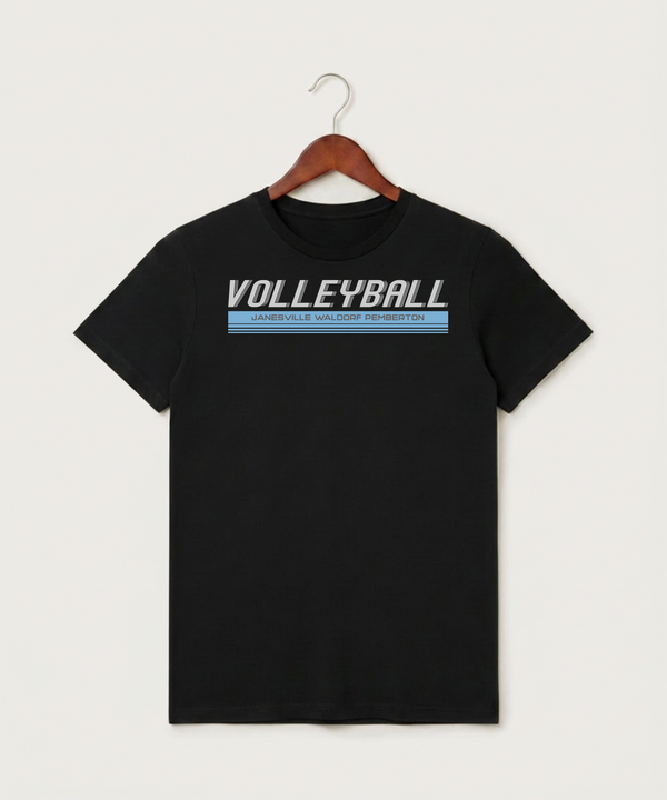 Janesville Waldorf Pemberton Volleyball (Girls) - Black T-Shirt - Full Front