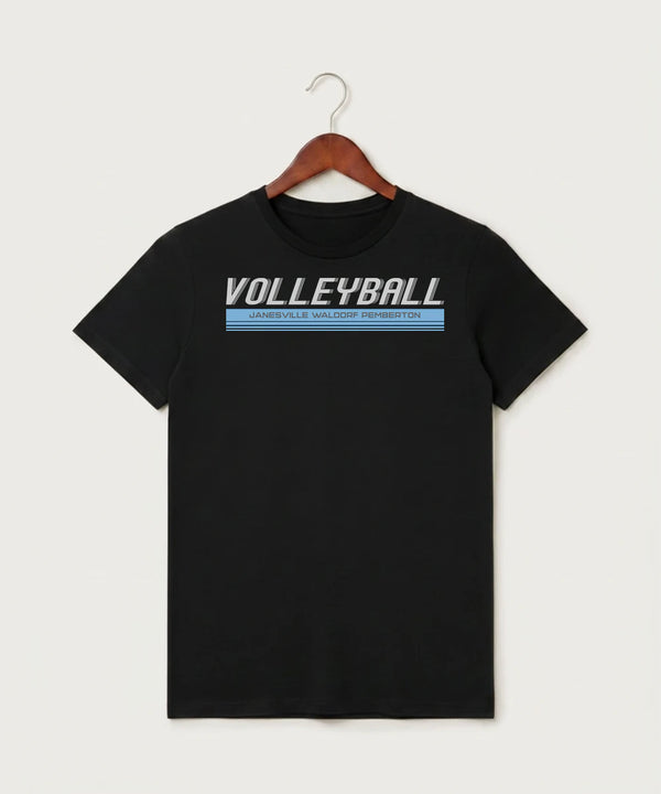 Janesville Waldorf Pemberton Volleyball (Girls) - Black T-Shirt - Full Front