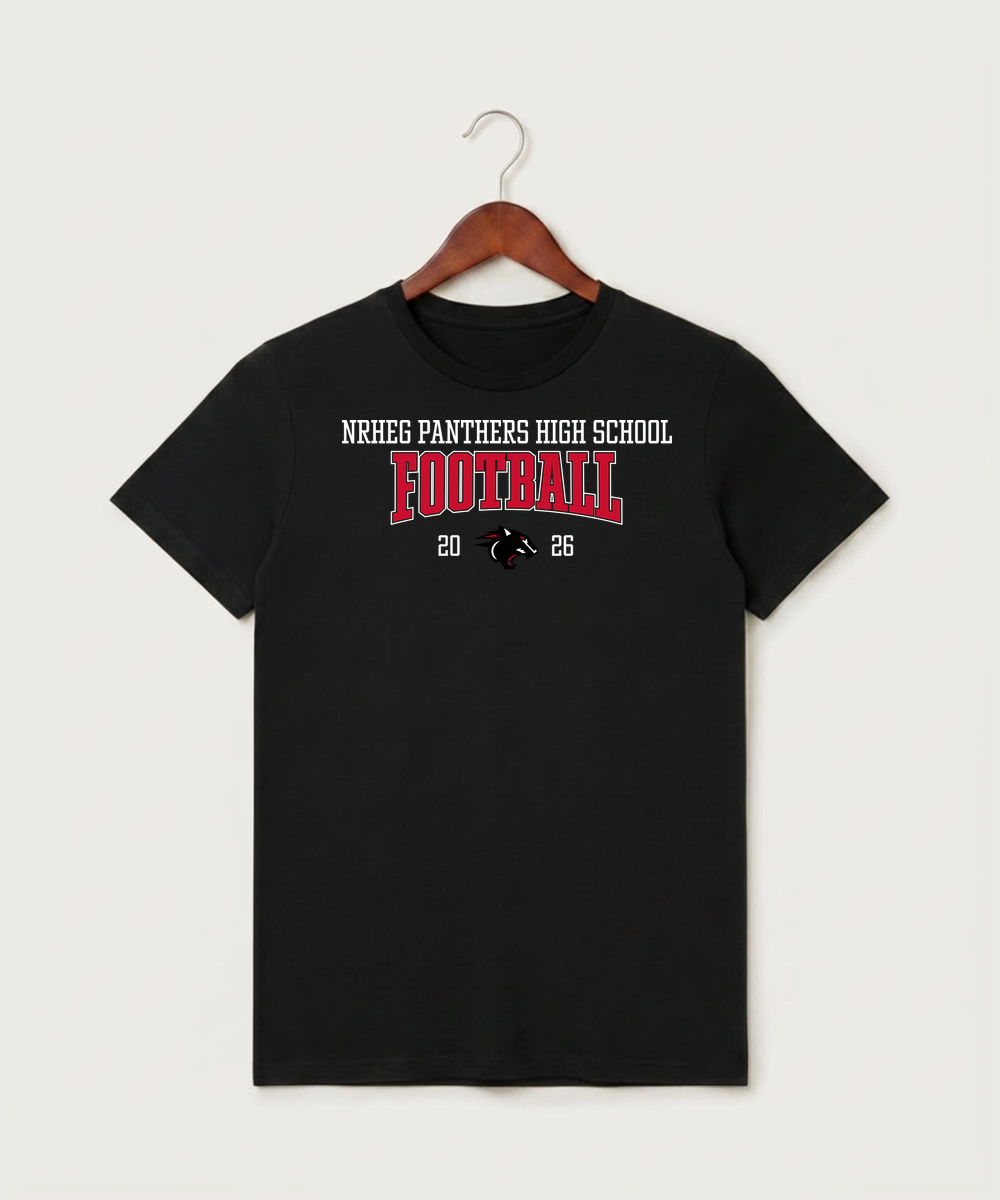 Nrheg Panthers High School Football (Boys) - Black T-Shirt - Full Front
