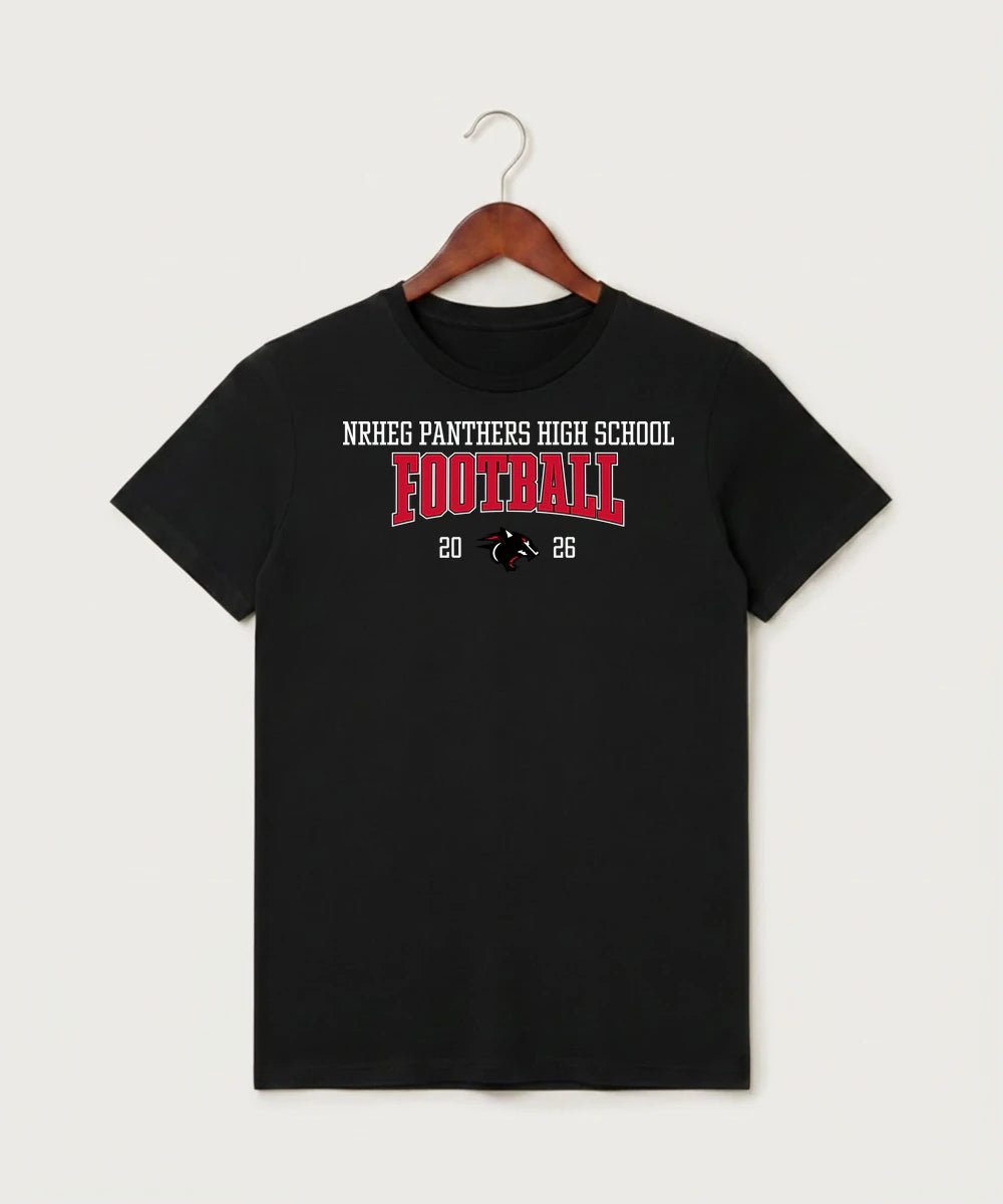 Nrheg Panthers High School Football (Boys) - Black T-Shirt - Full Front