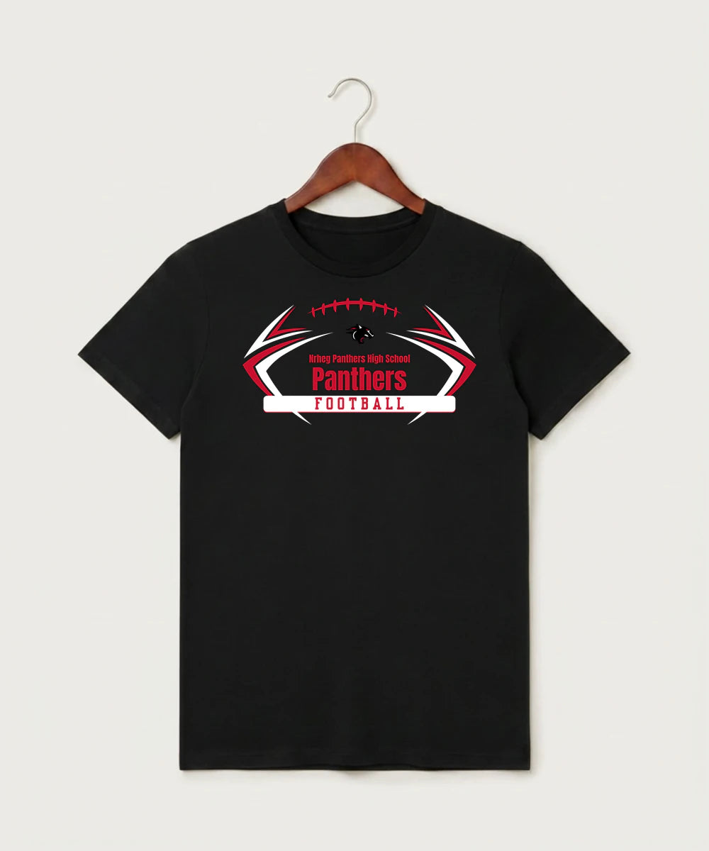 Nrheg Panthers High School Football (Boys) - Black T-Shirt - Full Front