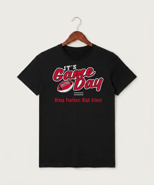 Nrheg Panthers High School Football (Boys) - Black T-Shirt - Full Front
