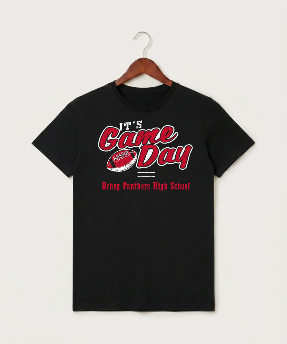 Nrheg Panthers High School Football (Boys) - Black T-Shirt - Full Front