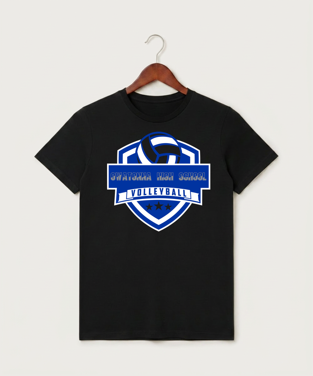 Owatonna High School Volleyball (Girls) - Black T-Shirt - Full Front