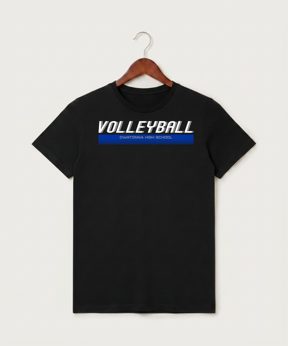 Owatonna High School Volleyball (Girls) - Black T-Shirt - Full Front
